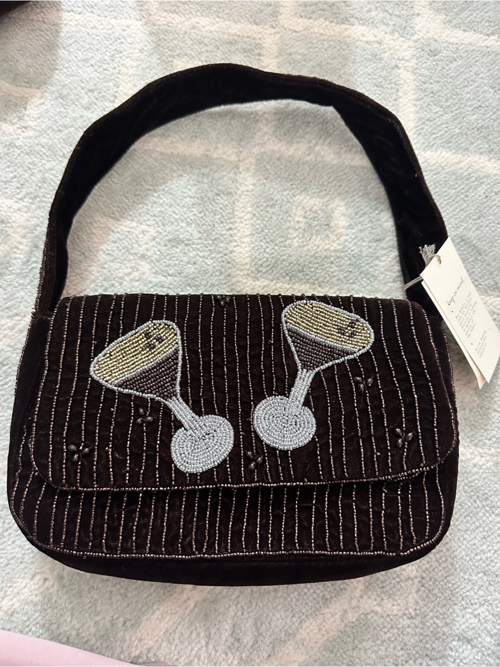 a new day Black Beaded Cocktail Shoulder Bag